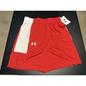 Under Armour YMD Loose Athletic Shorts Red White Boys Youth MD NWT Basketball